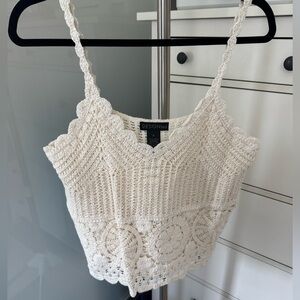 Crochet tank top - tan/off white